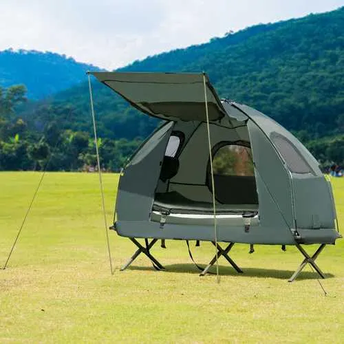 1-Person Compact Portable Pop-Up Tent Air Mattress & Sleeping Bag