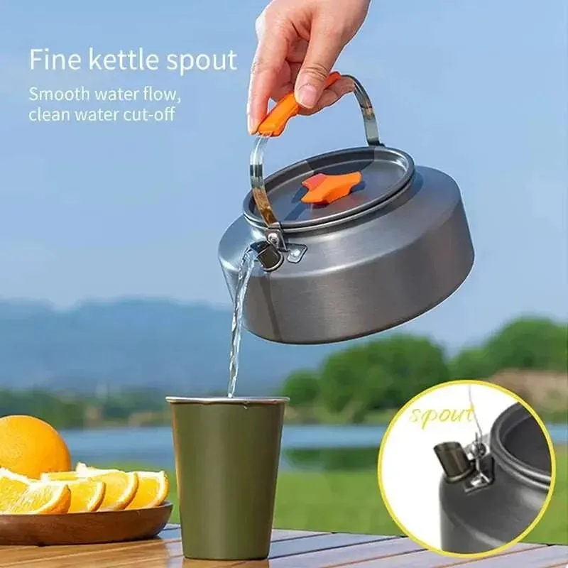 1.1L 2L1.5L Camping Water Kettle Outdoor Coffee Kettle Tableware Picnic Set Supplies Equipment Utensils Tourism Cookware