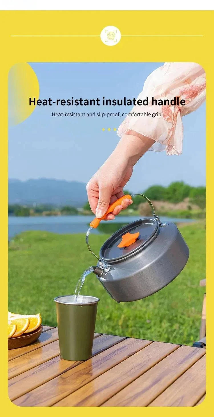 1.1L 2L1.5L Camping Water Kettle Outdoor Coffee Kettle Tableware Picnic Set Supplies Equipment Utensils Tourism Cookware