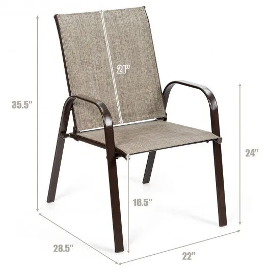 2 PCS Patio Chairs Outdoor Dining Chair with Armrest-Gray