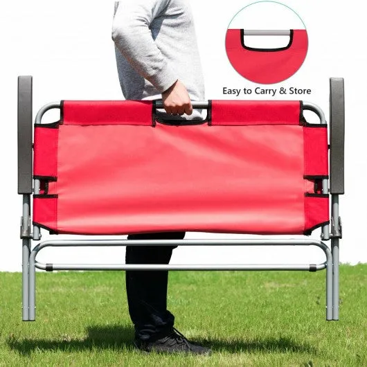 2 Person Folding Camping Bench Portable Double Chair-Red