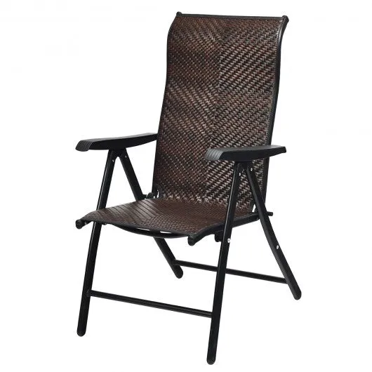 2 Piece Patio Rattan Folding Reclining Chair