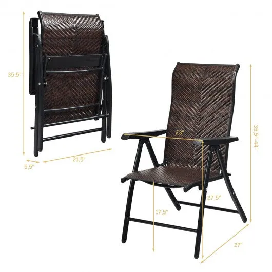 2 Piece Patio Rattan Folding Reclining Chair