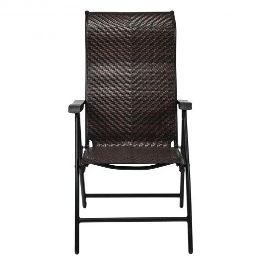 2 Piece Patio Rattan Folding Reclining Chair