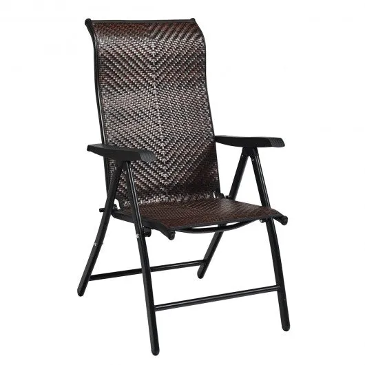 2 Piece Patio Rattan Folding Reclining Chair