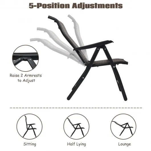 2 Piece Patio Rattan Folding Reclining Chair