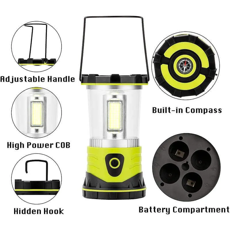 Ultra-Bright 2500 Lumens COB LED Camping Lantern with 4D Batteries Included