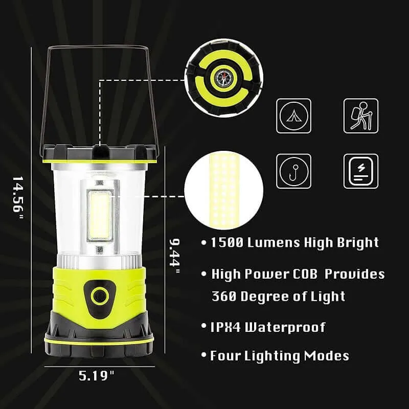 Ultra-Bright 2500 Lumens COB LED Camping Lantern with 4D Batteries Included