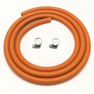 2m 8mm I/D LPG Butane/Propane Gas Hose With 2 Stainless band Hose Clips