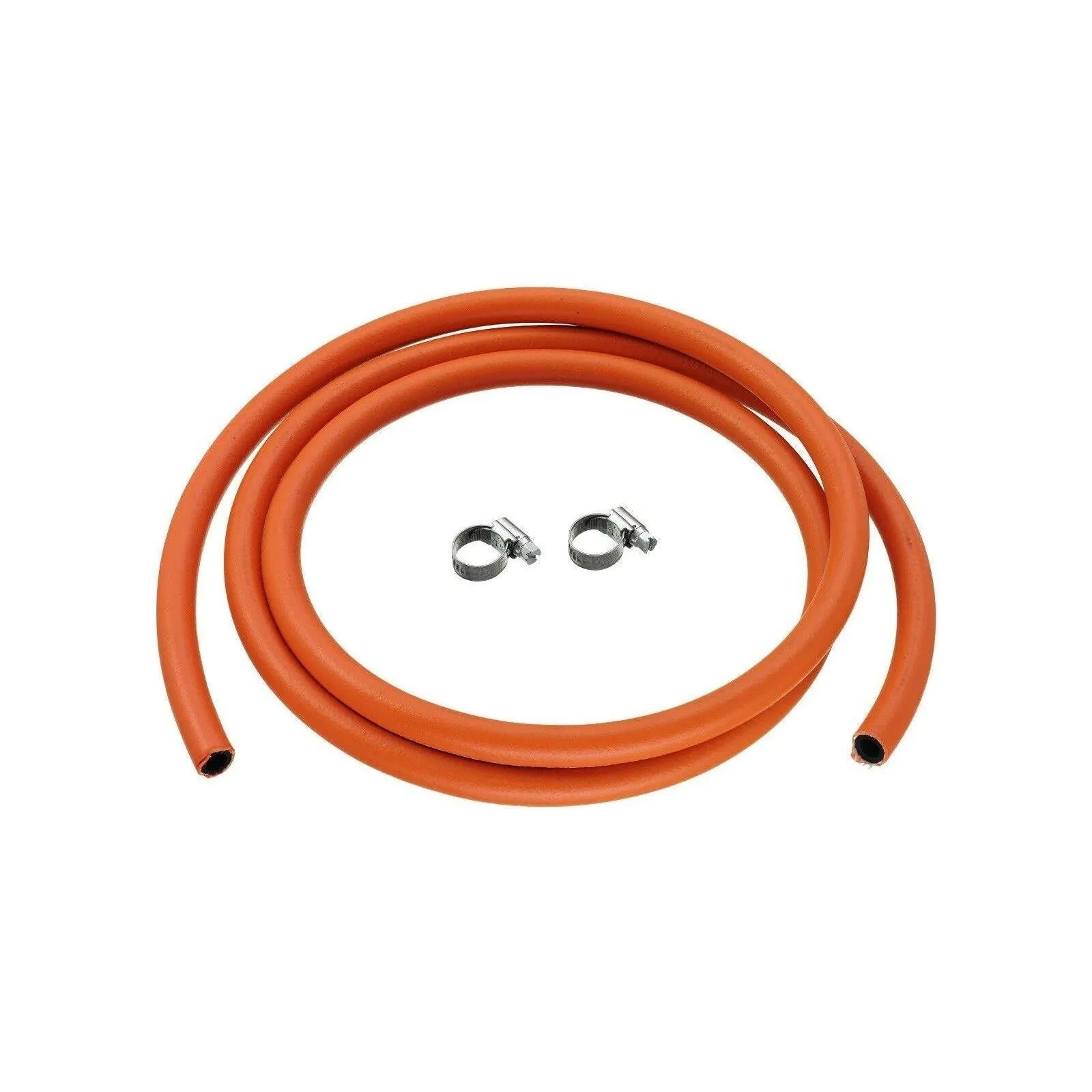 2m 8mm I/D LPG Butane/Propane Gas Hose With 2 Stainless band Hose Clips