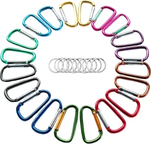 2-Inch D-Shaped Spring-Loaded Aluminum Carabiner - Assorted Colors for Home Use