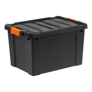 78 Quart Heavy Duty Plastic Storage Box, Black pack of 4