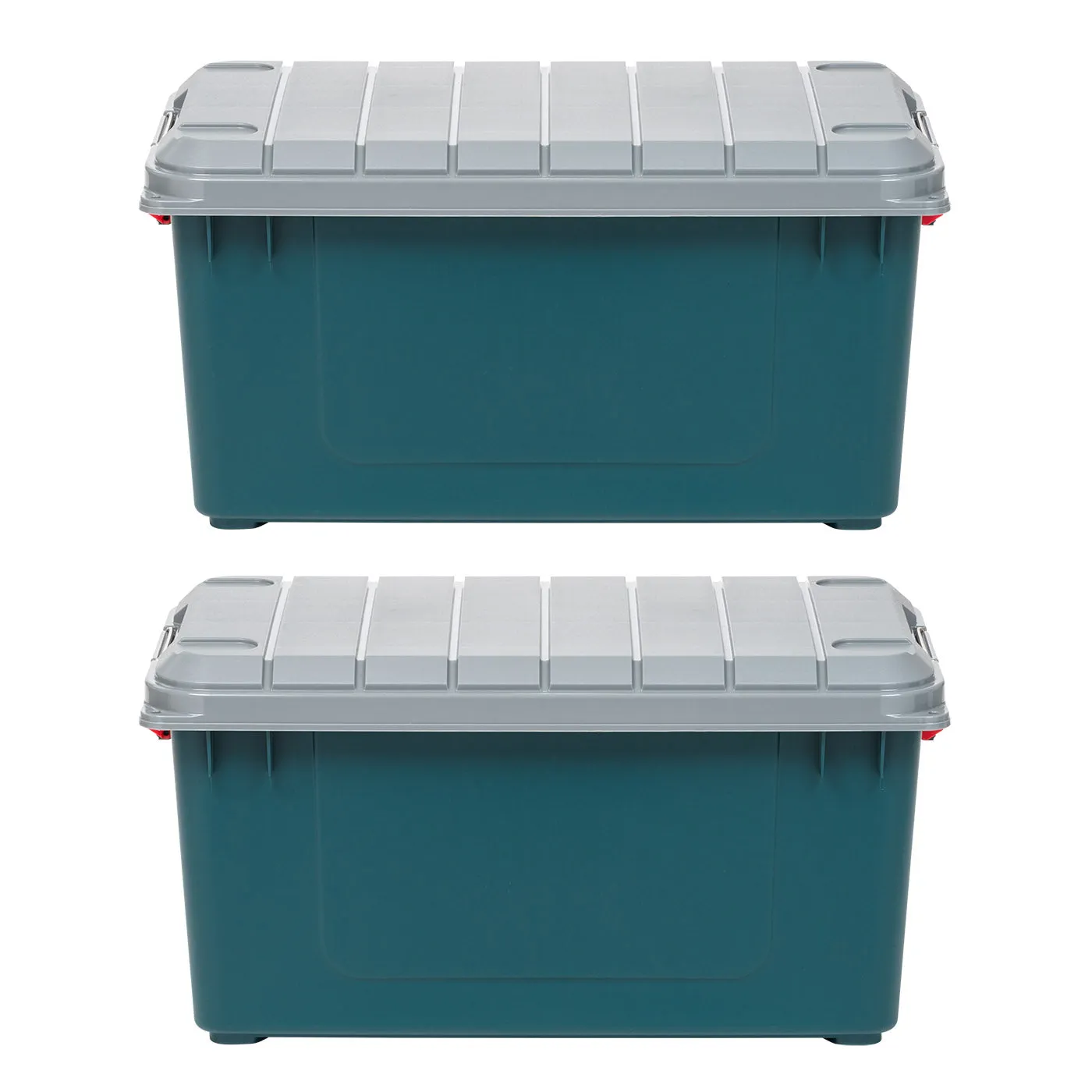 79 Quart Green Stackble Storage Tote w/ Heavy-duty Buckles [ Pack of 2 ]