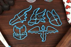 Cute Dragon Cookie Cutters - Dragon Outline, Flying Dragon, Cute Dragon Face