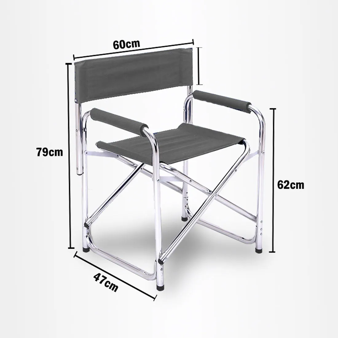 Directors Aluminium Folding Chair Camping Picnic Director Fishing Foldable - grey