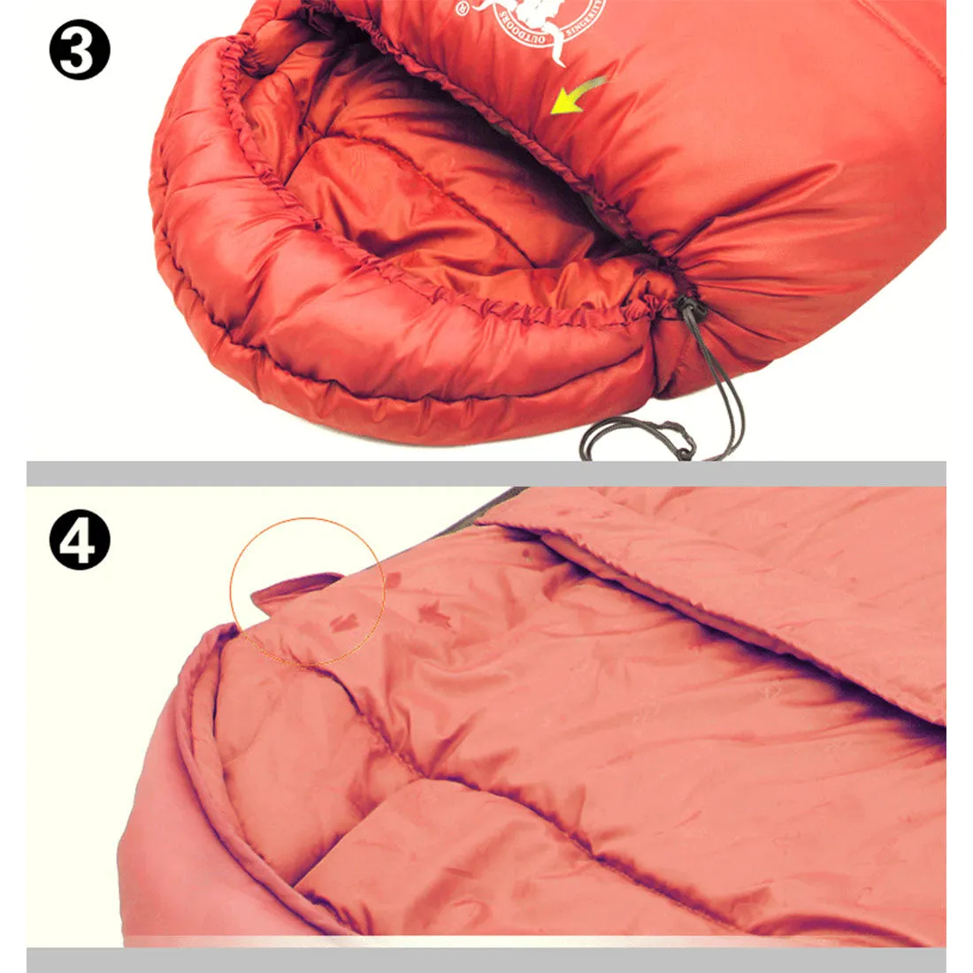 Double Camping Envelope Twin Sleeping Bag Thermal Tent Hiking Winter -10° C - red