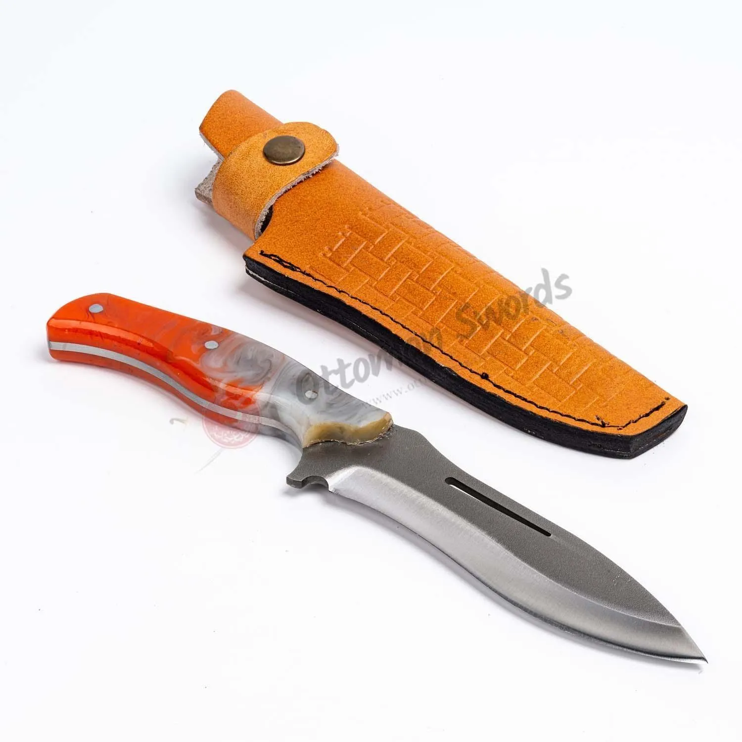 Epoxy Resin Handle Hunting Knife Orange