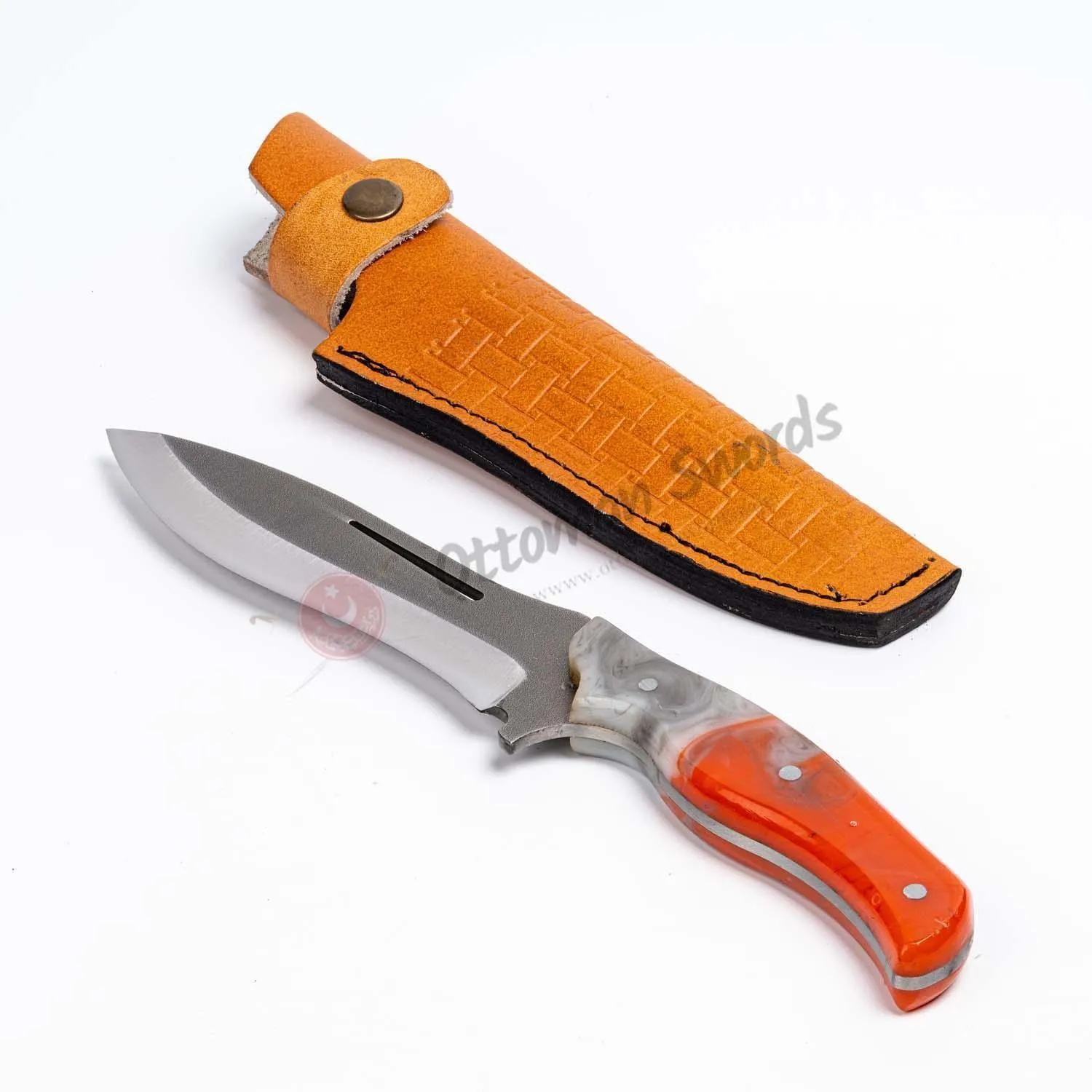 Epoxy Resin Handle Hunting Knife Orange