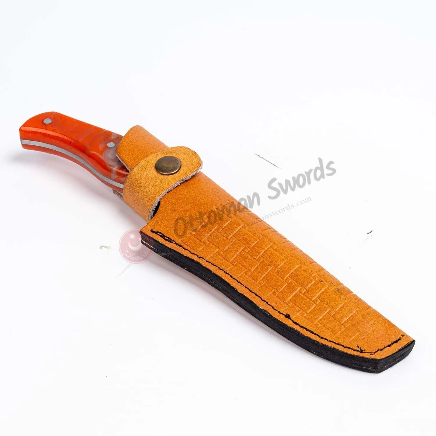 Epoxy Resin Handle Hunting Knife Orange