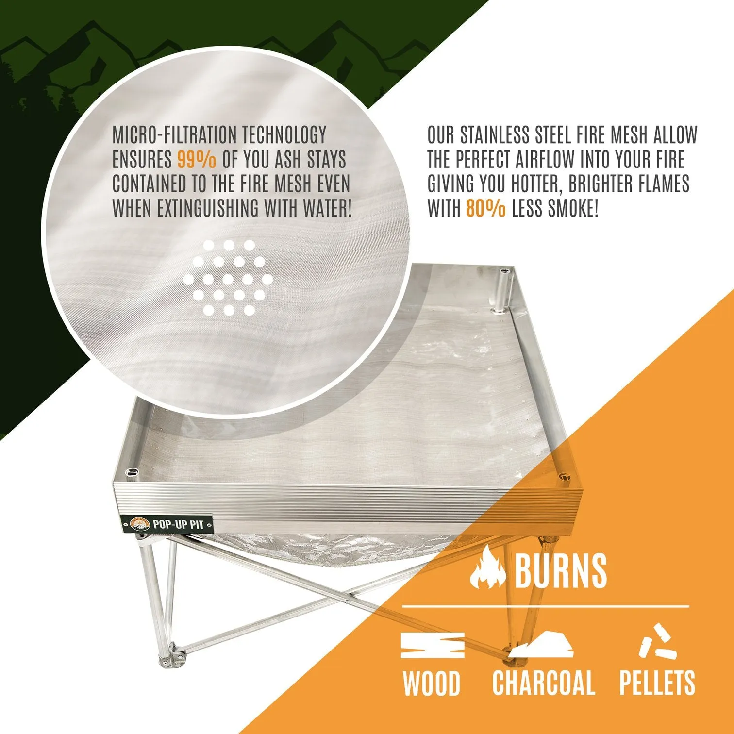 Fireside Outdoor Pop-Up Fire Pit & Heat Shield Combo