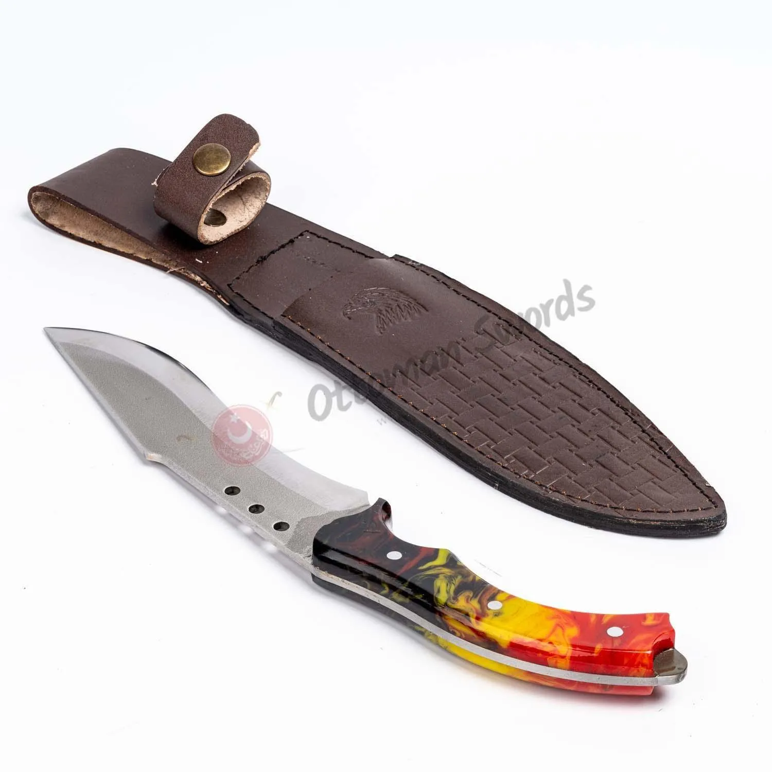 Fixed Blade Epoxy Handle Hunting Knife Fire