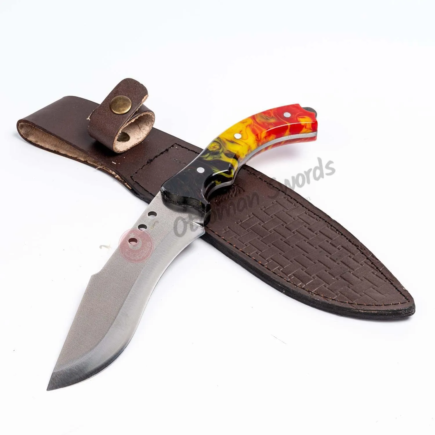 Fixed Blade Epoxy Handle Hunting Knife Fire