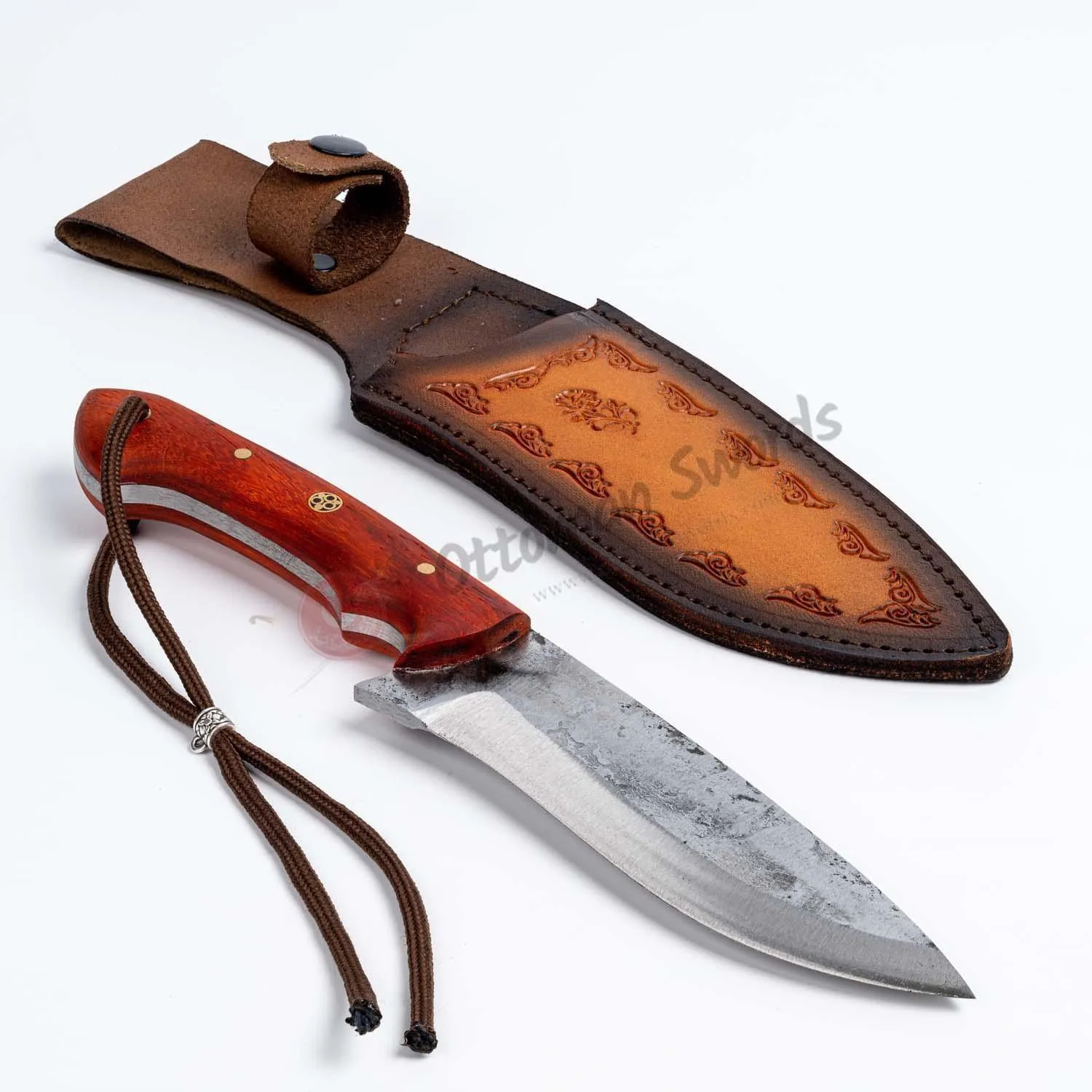 Handmade Carbon Steel Camping Knife Paduk Tree