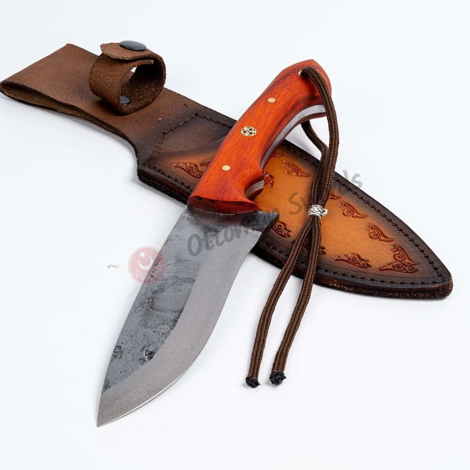 Handmade Carbon Steel Camping Knife Paduk Tree