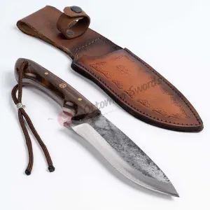 Handmade Carbon Steel Camping Knife Walnut Tree