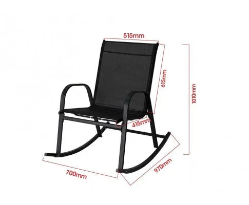 High Back Textilene Fabric Black Rocking Chair