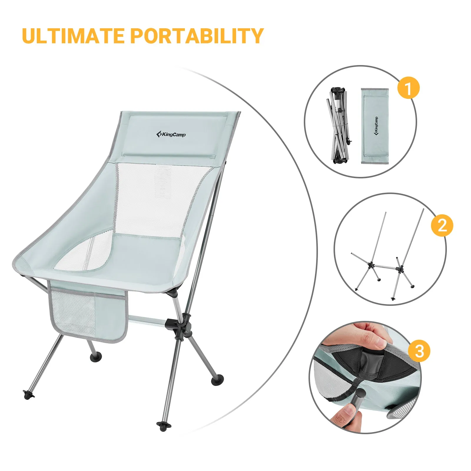 KingCamp Extra Wide Lightweight High Back Camping Chair