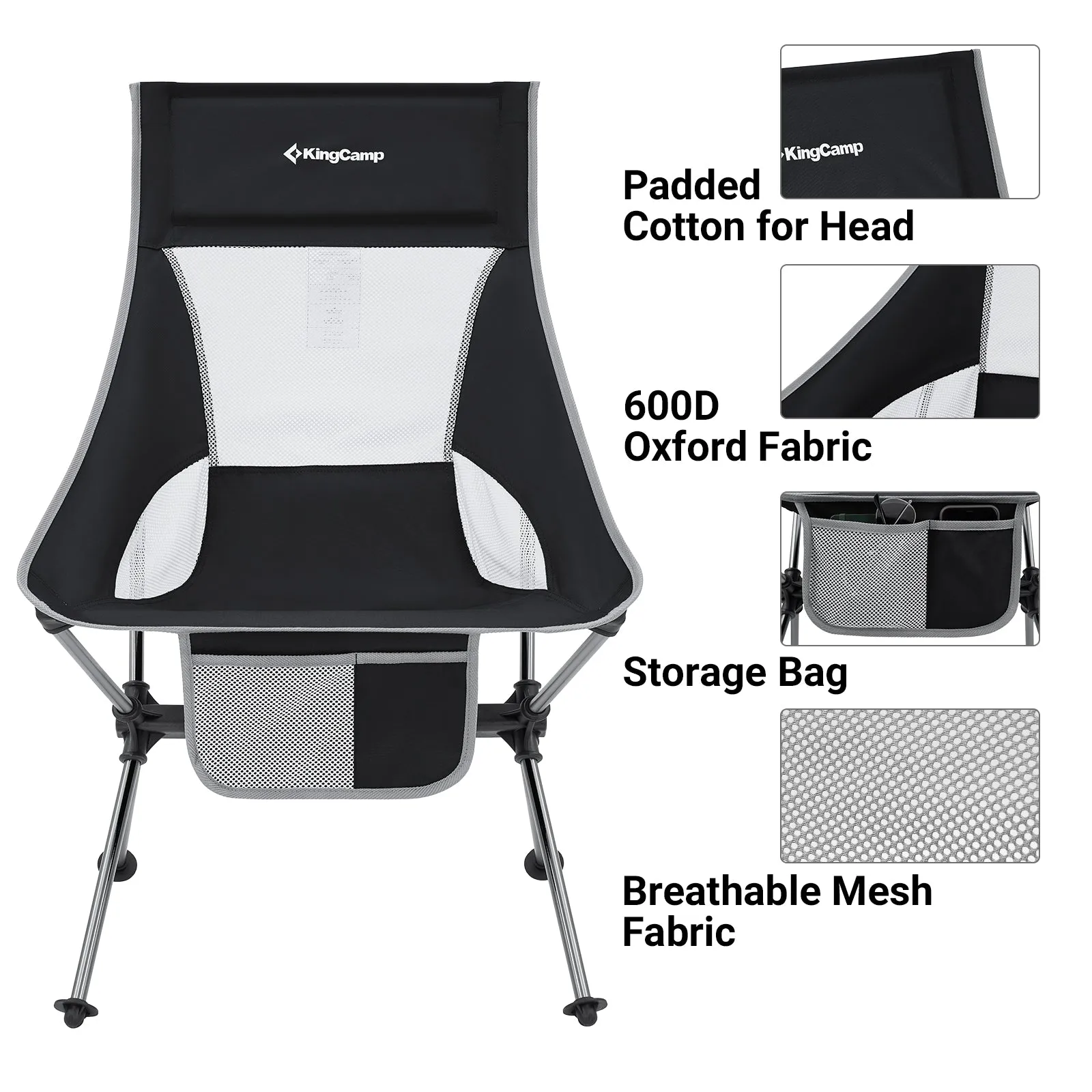 KingCamp Extra Wide Lightweight High Back Camping Chair