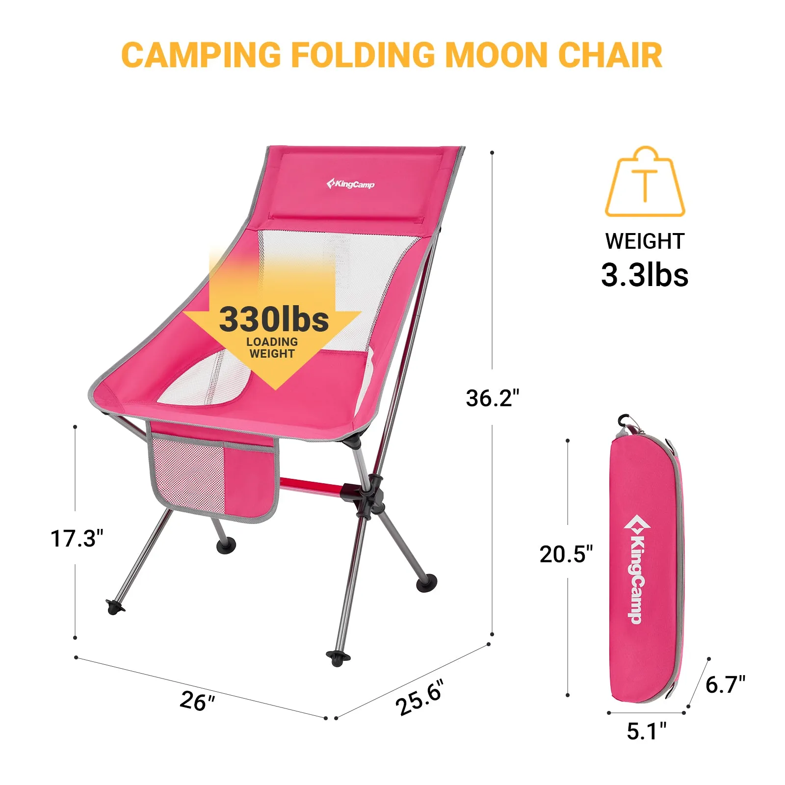 KingCamp Extra Wide Lightweight High Back Camping Chair