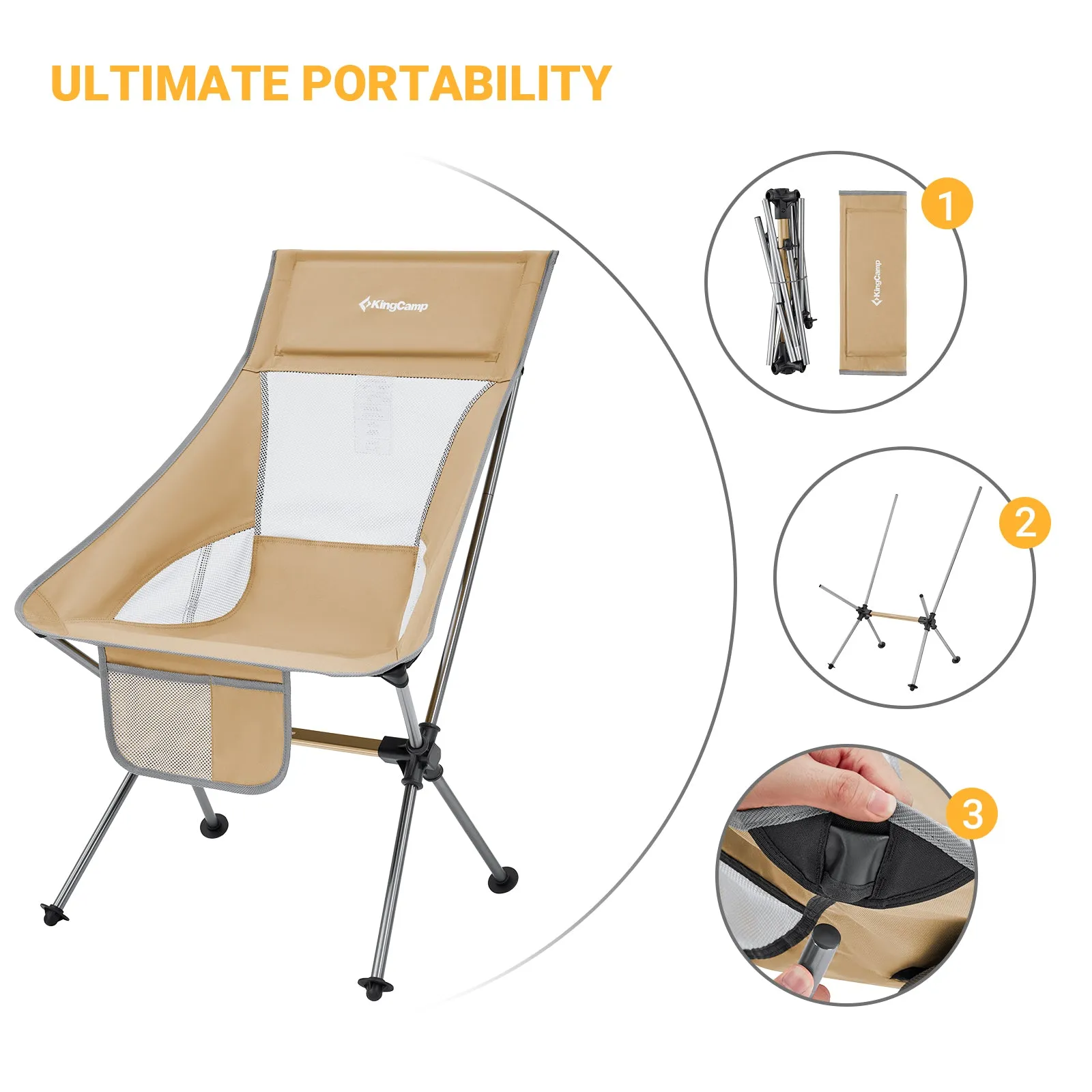 KingCamp Extra Wide Lightweight High Back Camping Chair