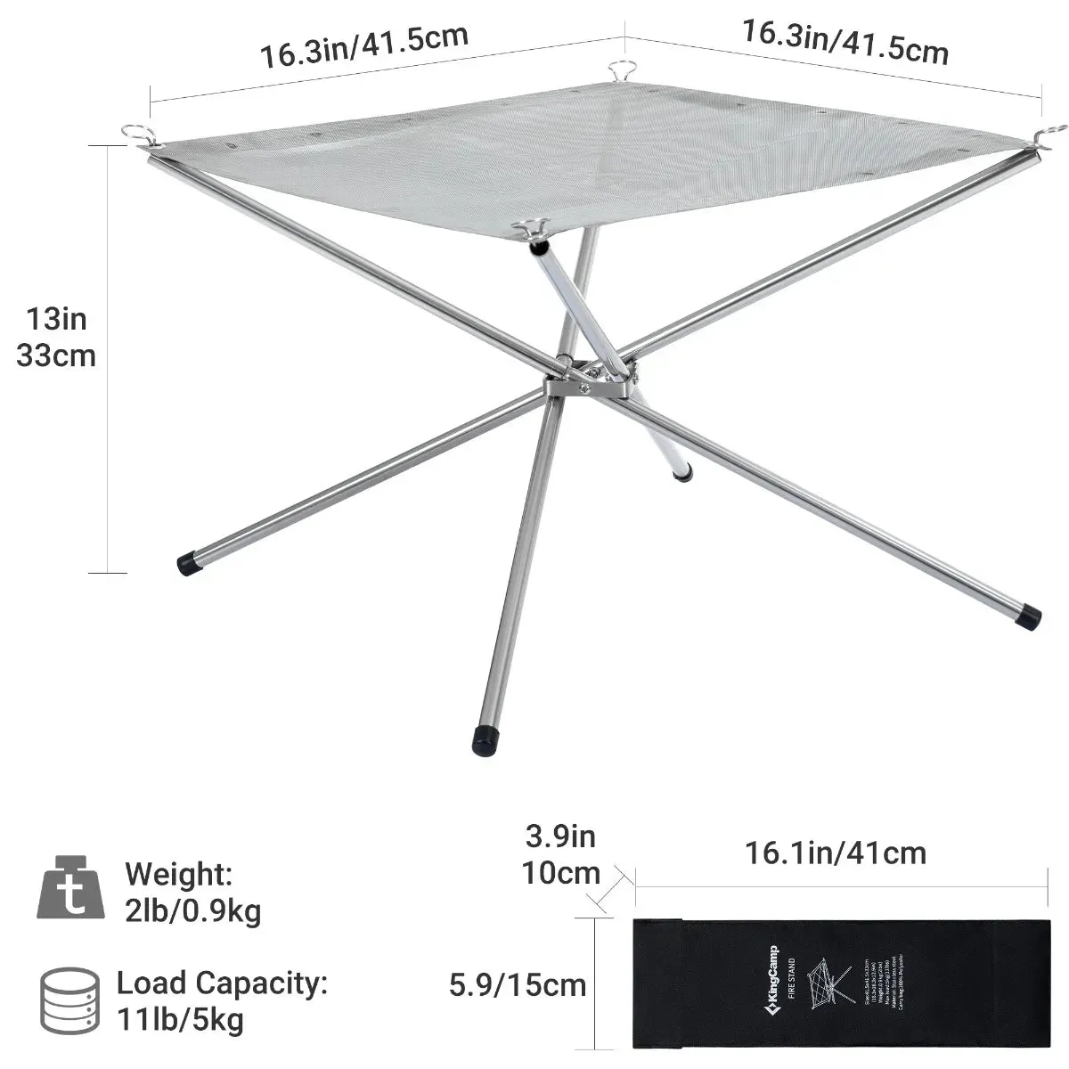 KingCamp Fire Stand Stainless Steel Bonfire Rack