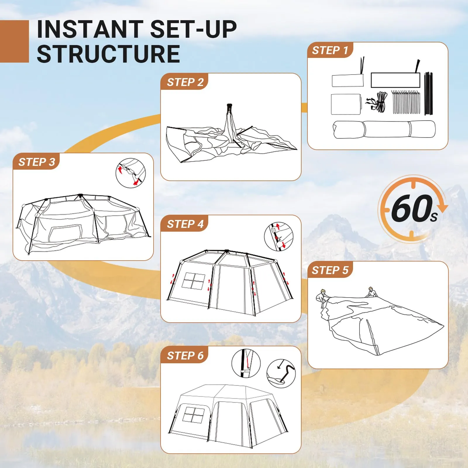 KingCamp Mountain In T2 Quick-Setup Cabin Tent