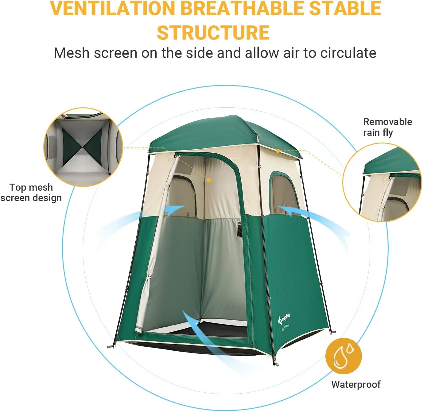 KingCamp Single Room Shower Tent with Solar Shower Set