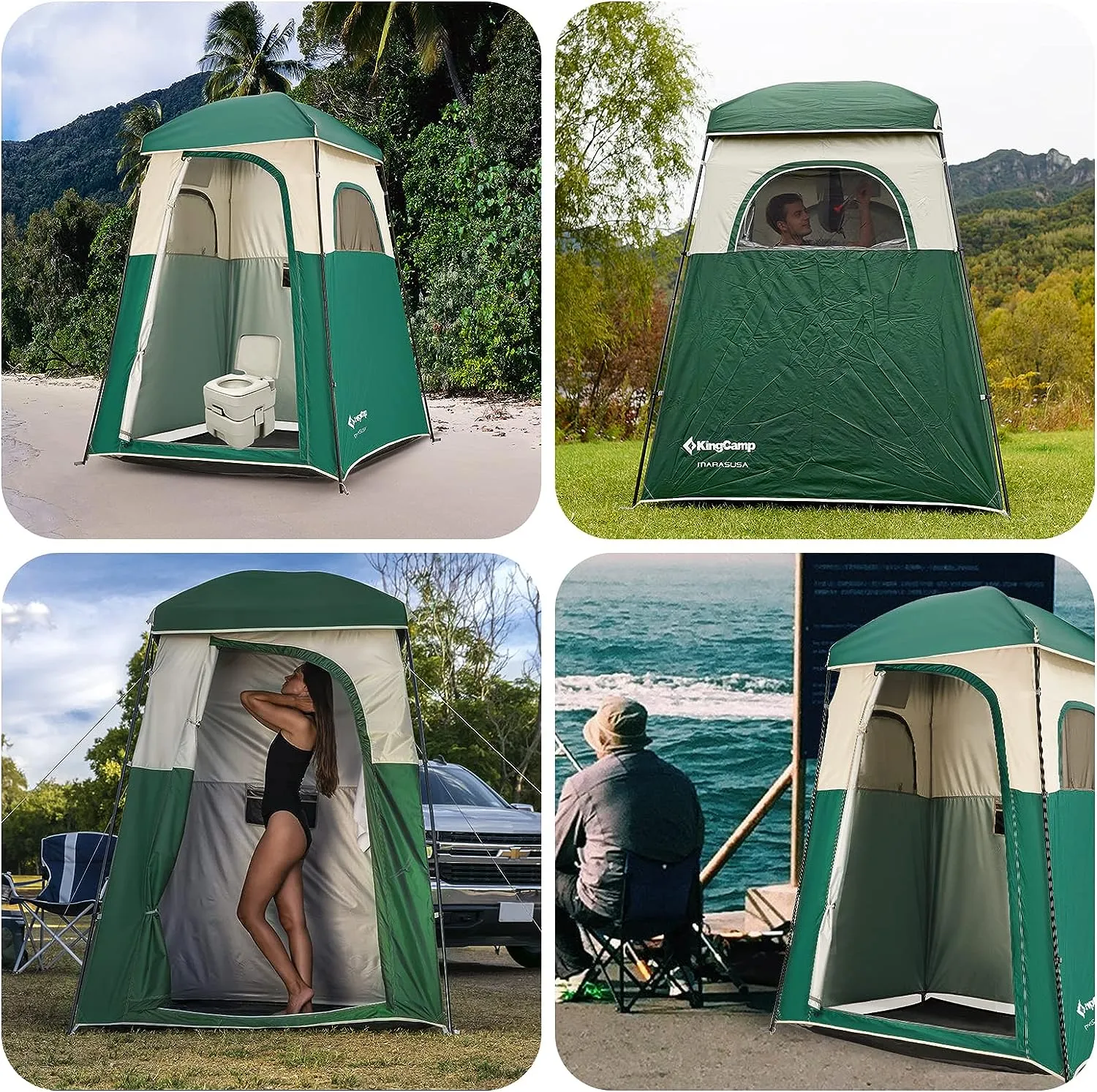 KingCamp Single Room Shower Tent with Solar Shower Set