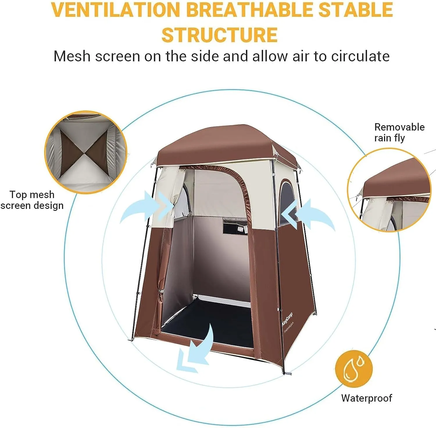 KingCamp Single Room Shower Tent with Solar Shower Set