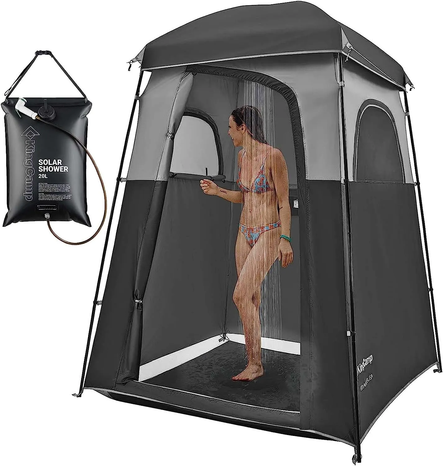 KingCamp Single Room Shower Tent with Solar Shower Set