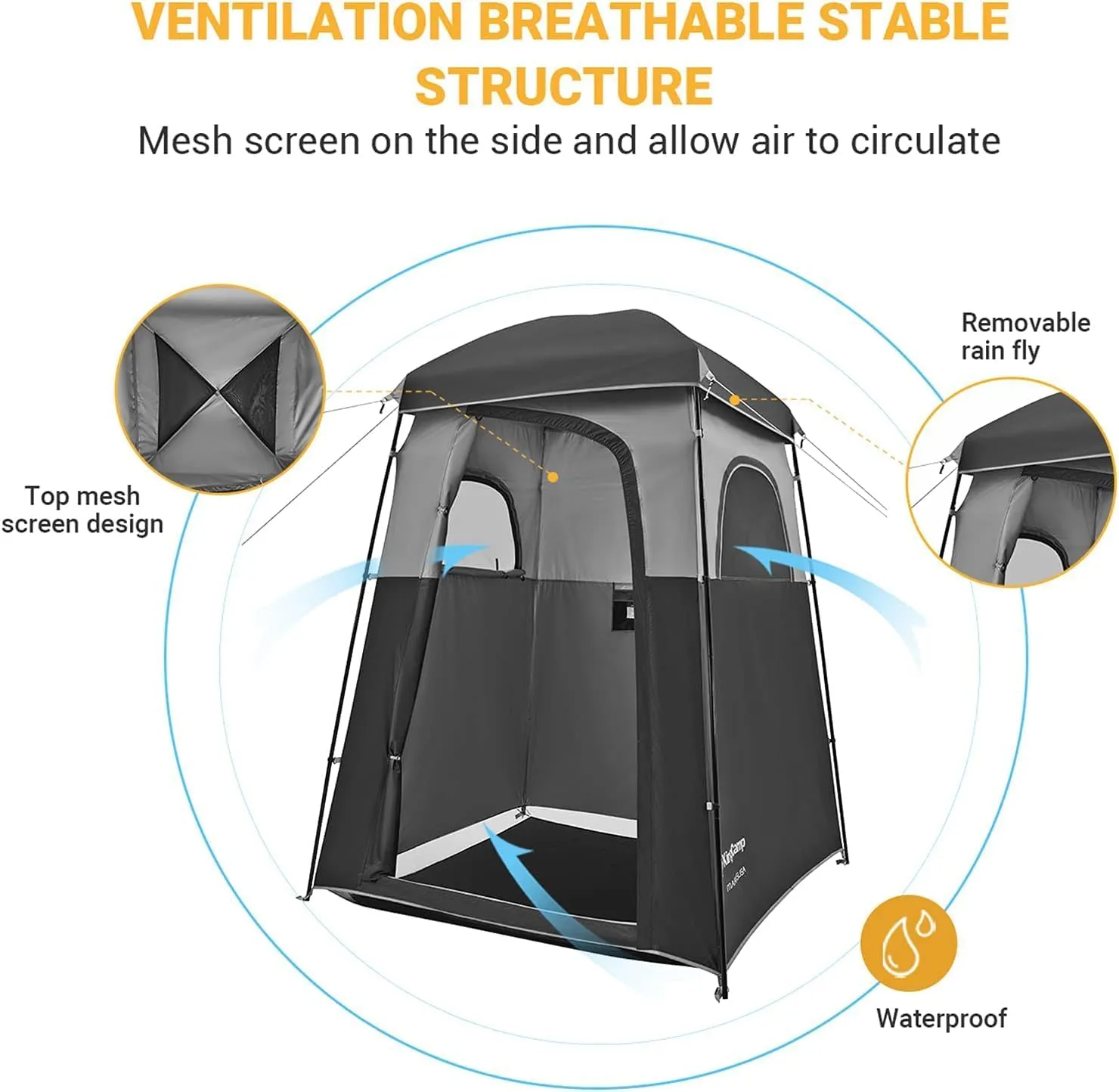 KingCamp Single Room Shower Tent with Solar Shower Set