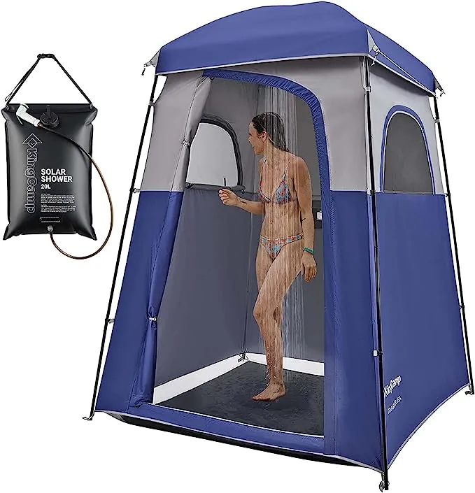 KingCamp Single Room Shower Tent with Solar Shower Set