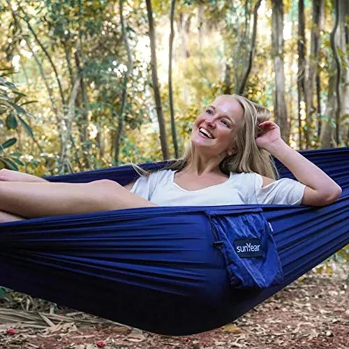 Nylon Camping Hammock with Tree Straps and Carabiner Clips - Sunyear