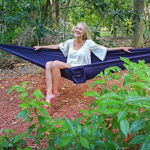 Nylon Camping Hammock with Tree Straps and Carabiner Clips - Sunyear