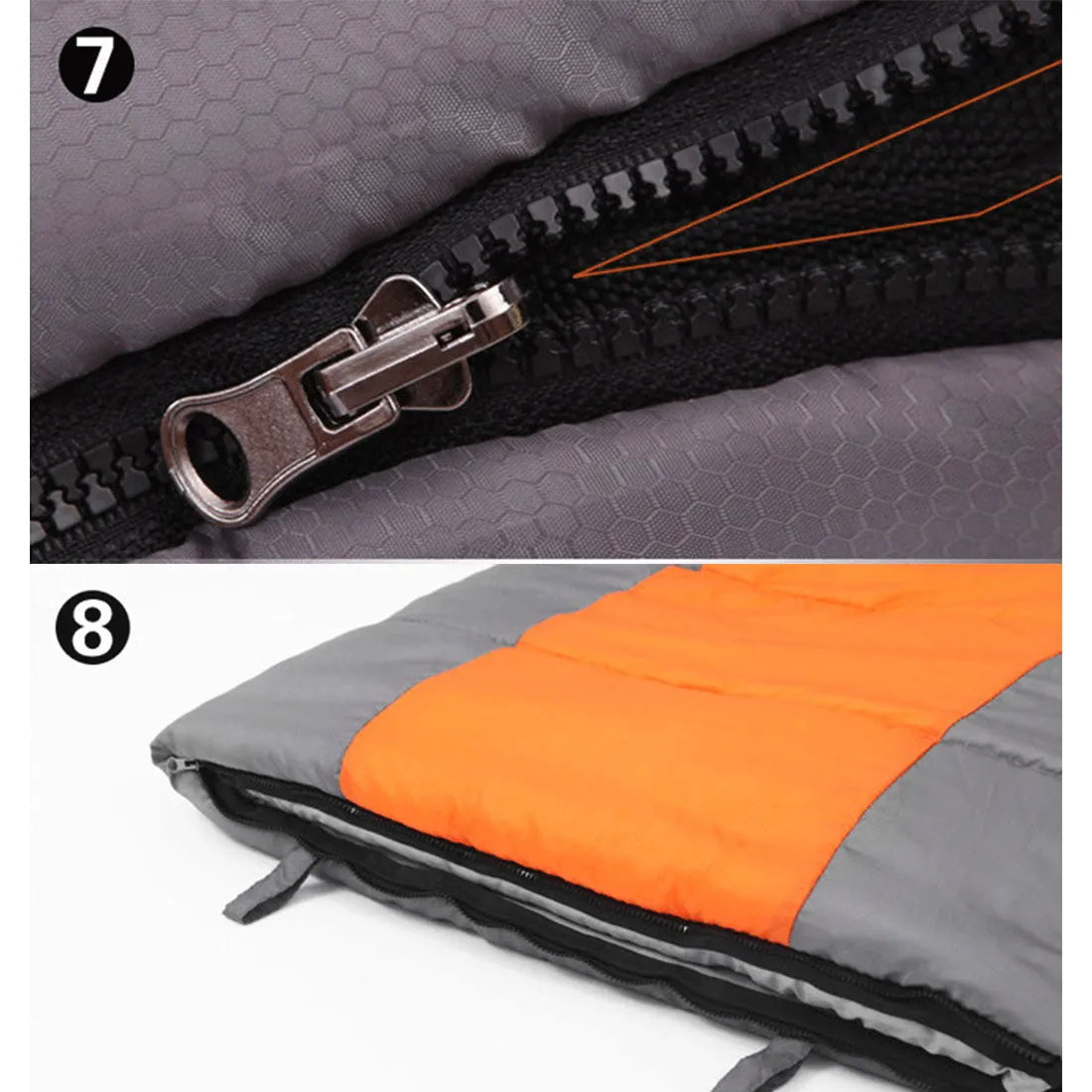 Outdoor Camping Envelope Sleeping Bag Thermal Tent Hiking Winter Single -15°C - orange