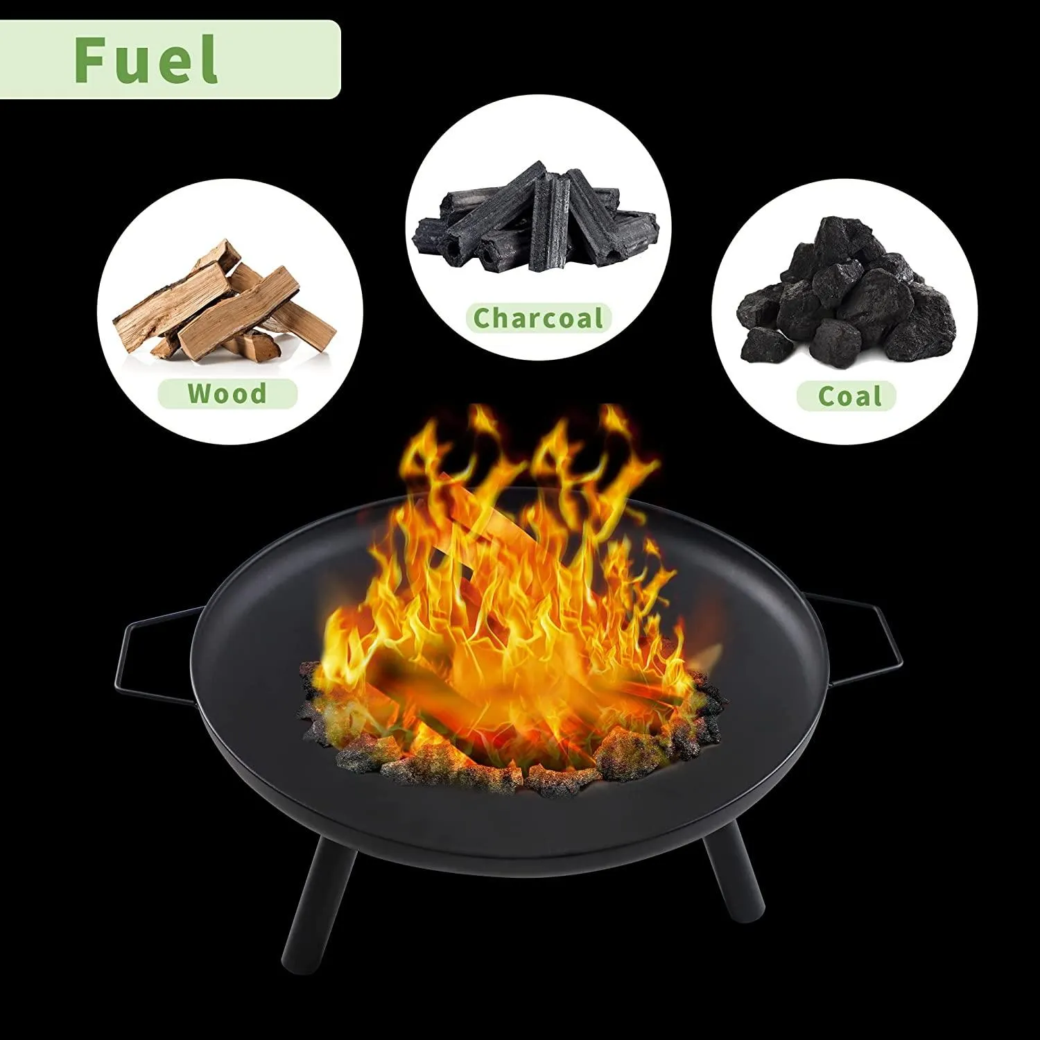 Outdoor Wood Burning Fire Bowl Easy Assembly Fireplace with Portable Poker and Grate for Camping Patio Backyard Beach Picnic