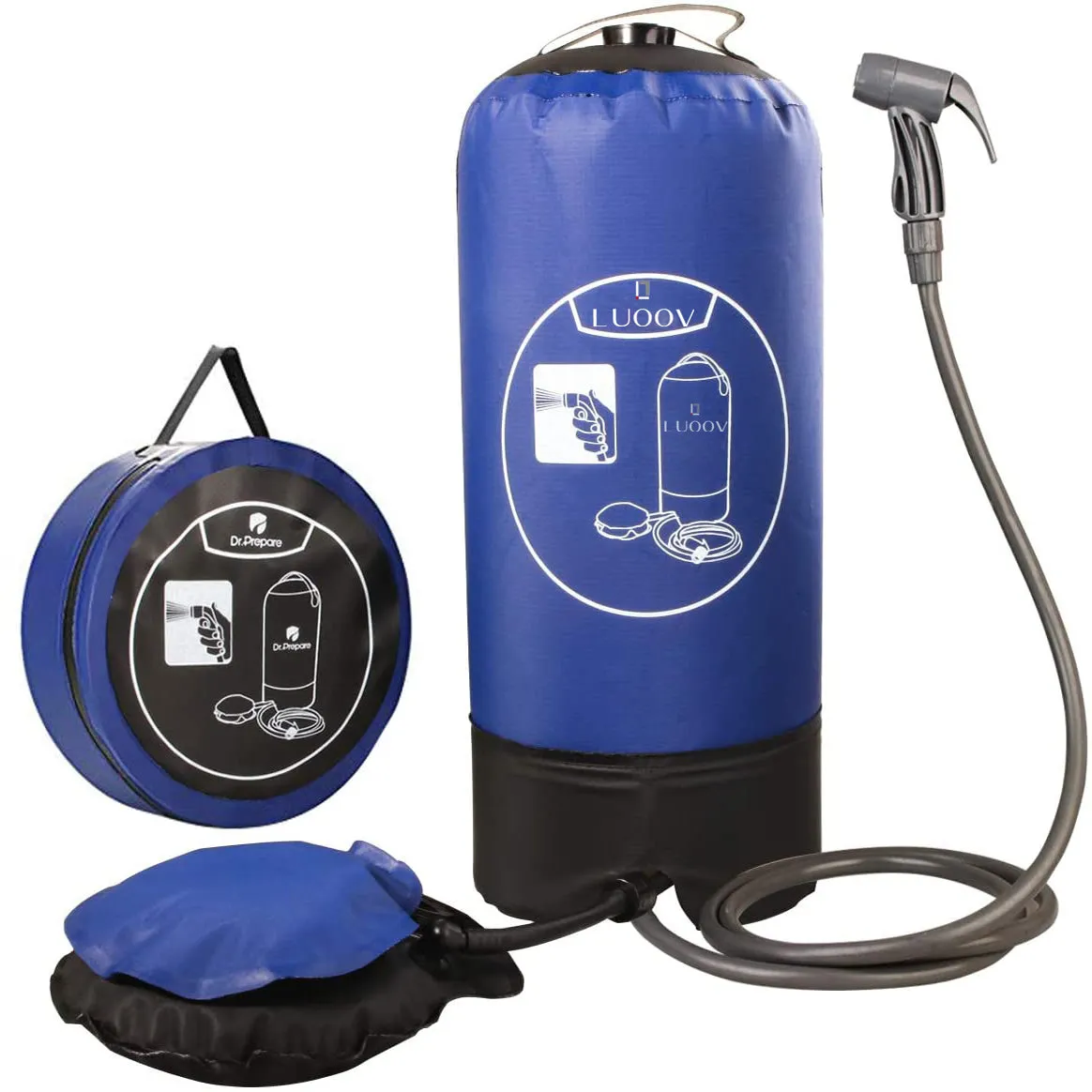 Portable Outdoor Camping Shower Bag with Pressure Foot Pump & Shower 4 Gallons