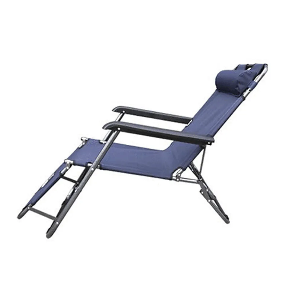 Reclining Sun Beach Deck Lounge Chair Outdoor Folding Camping Fishing Arm Rest - navy