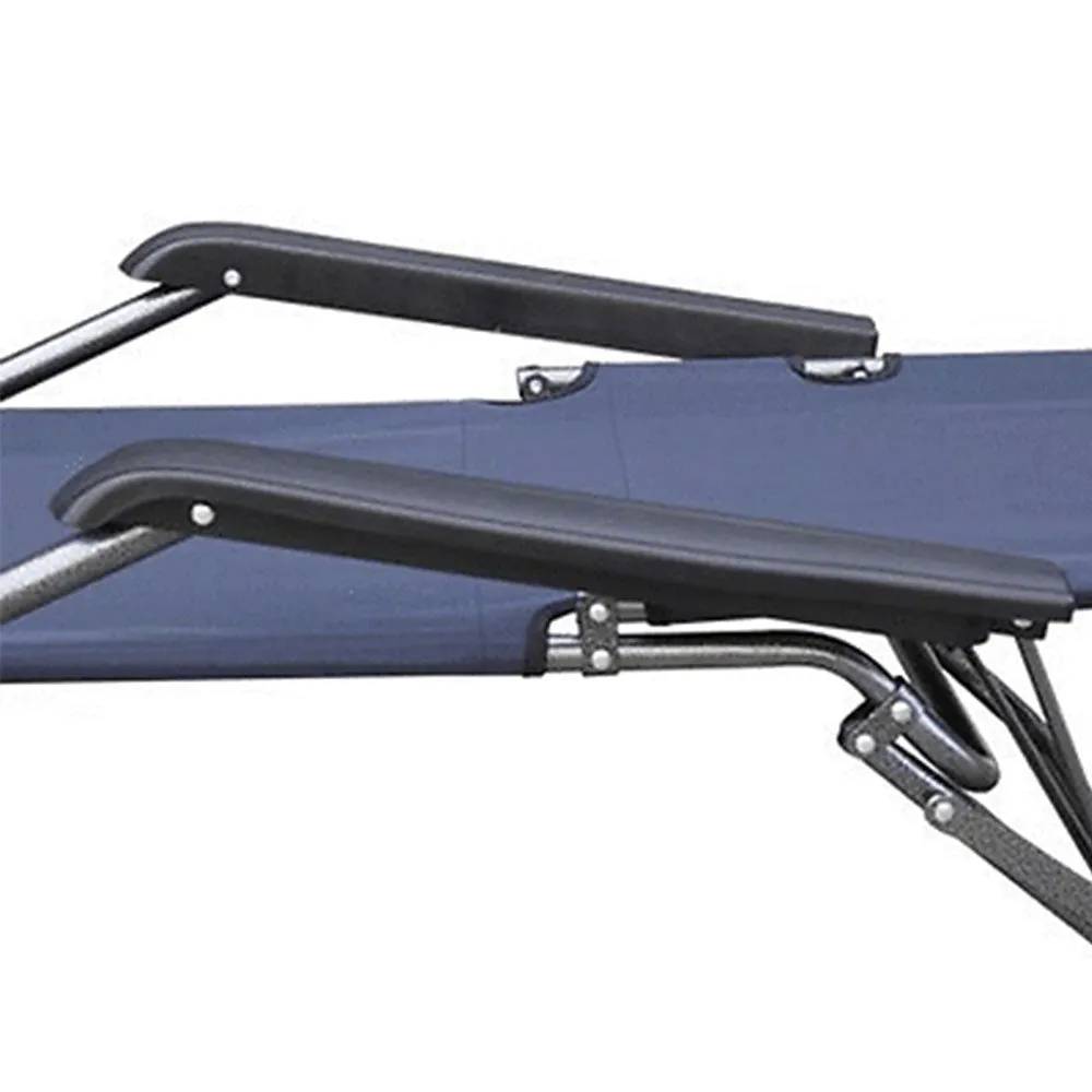 Reclining Sun Beach Deck Lounge Chair Outdoor Folding Camping Fishing Arm Rest - navy