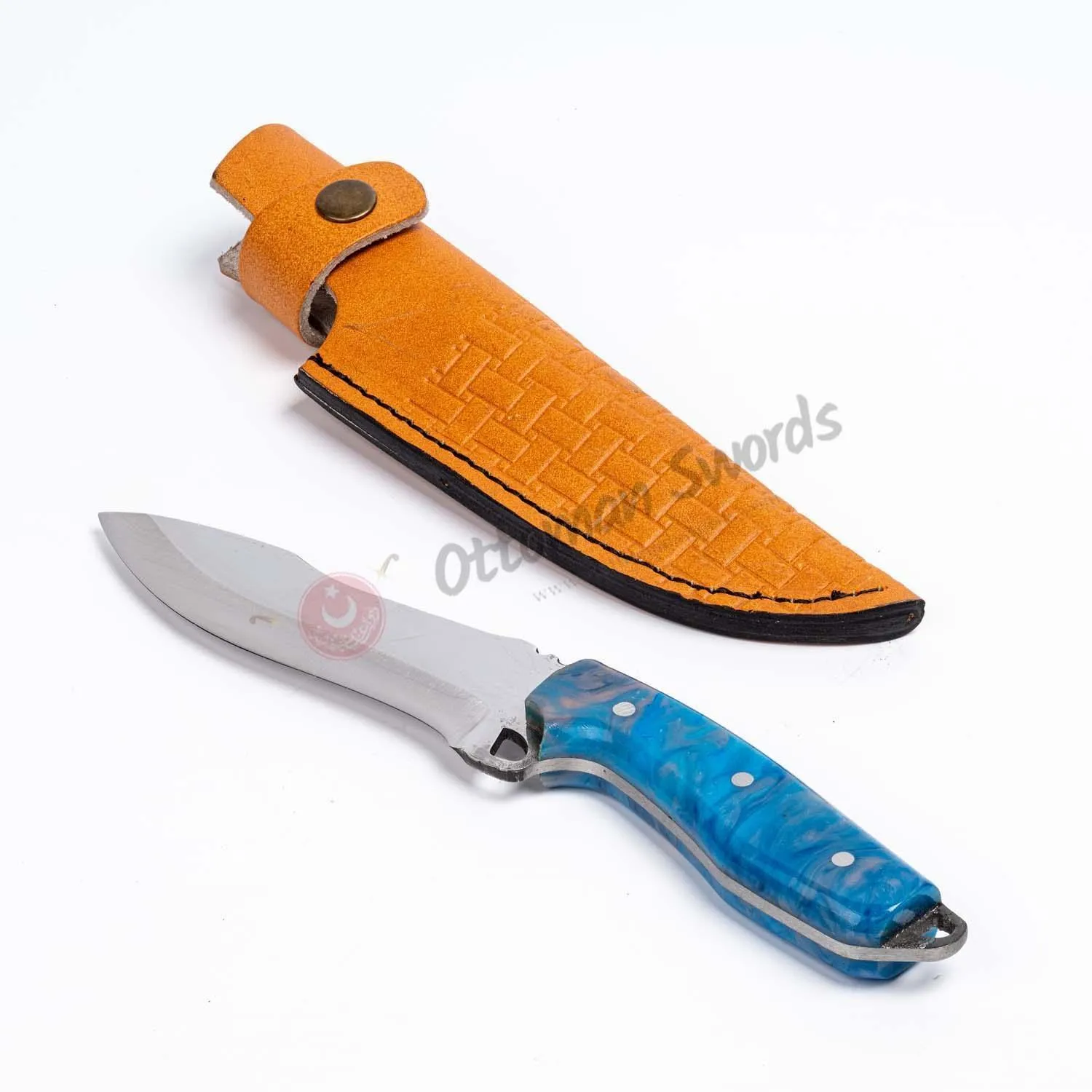 Resin Handle Custom Hunting Knife Blue